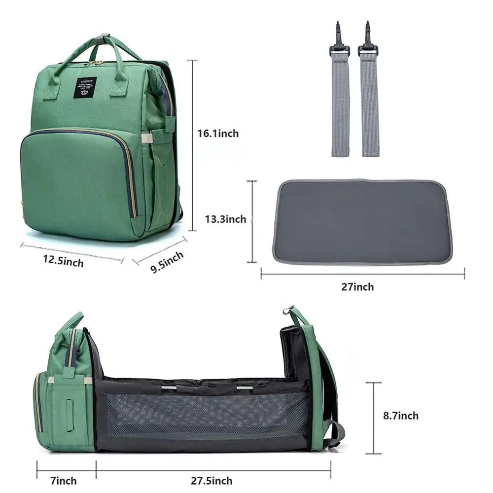 Sac à couches convertible pour bébé avec lit de voyage