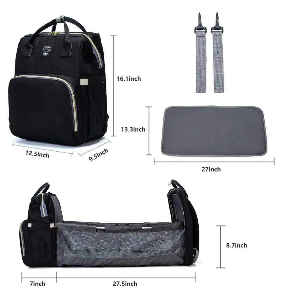Sac à couches convertible pour bébé avec lit de voyage