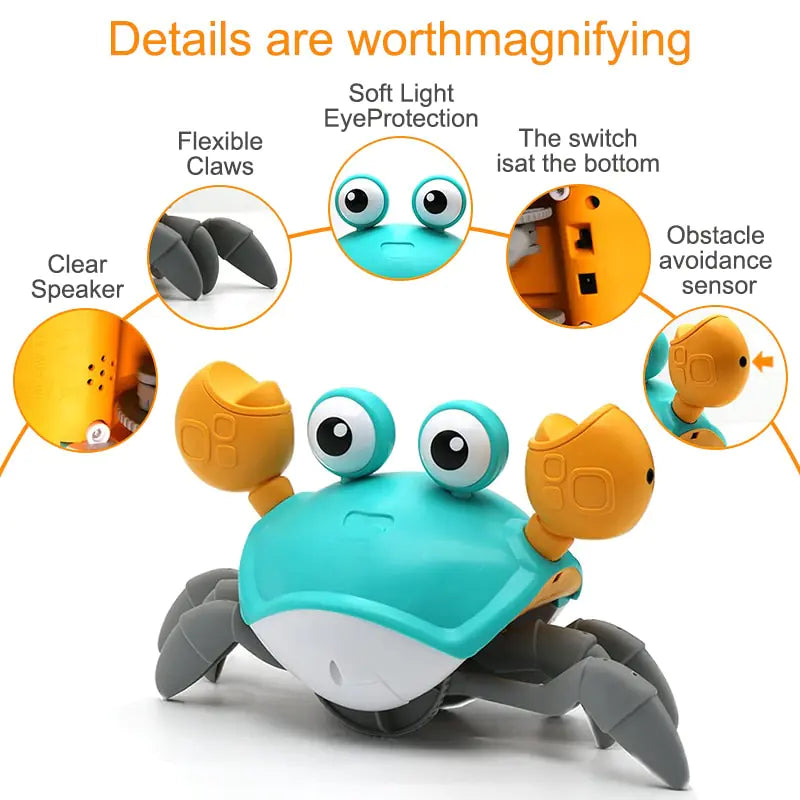 Jouets mignons de bébé de crabe rampant de détection interactifs