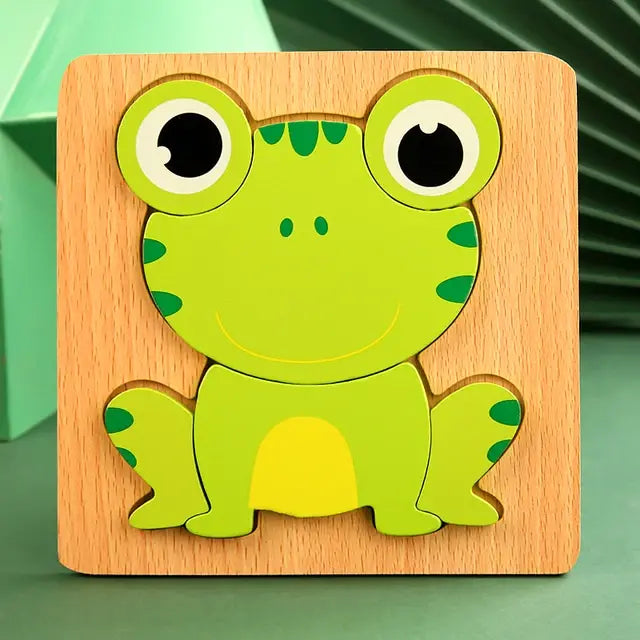 Puzzle en bois bébé dessin animé animal