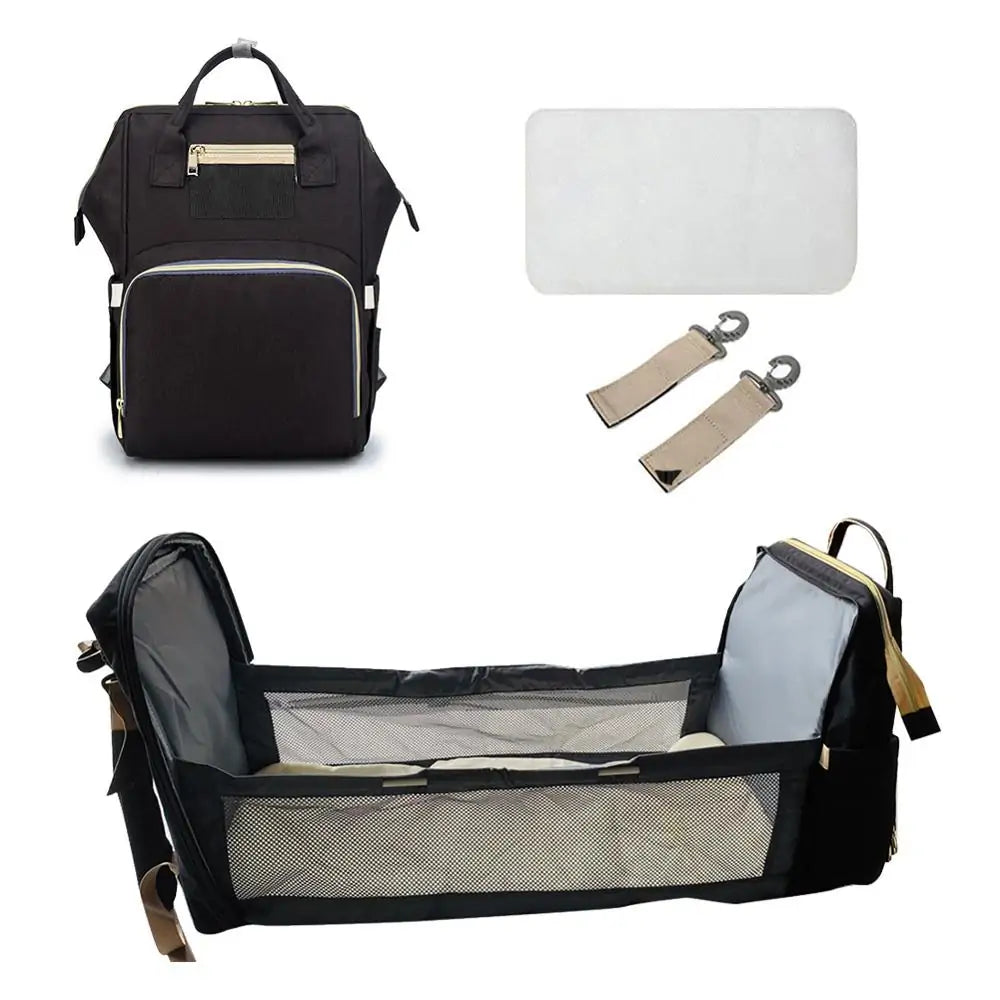 Sac à couches convertible pour bébé avec lit de voyage