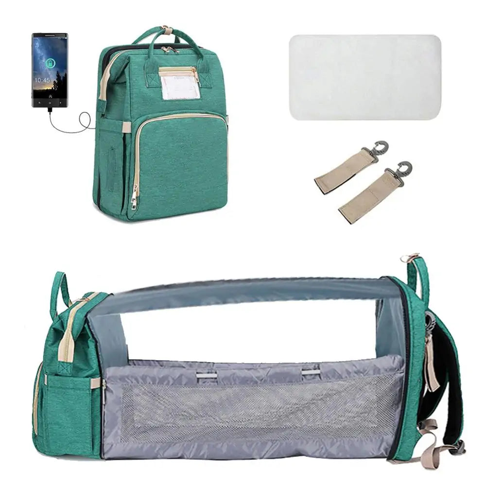 Sac à couches convertible pour bébé avec lit de voyage