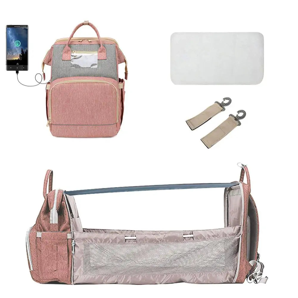 Sac à couches convertible pour bébé avec lit de voyage